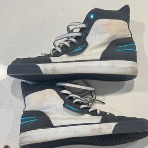 Puma High-Top Sneakers Black and White with Blue Accents